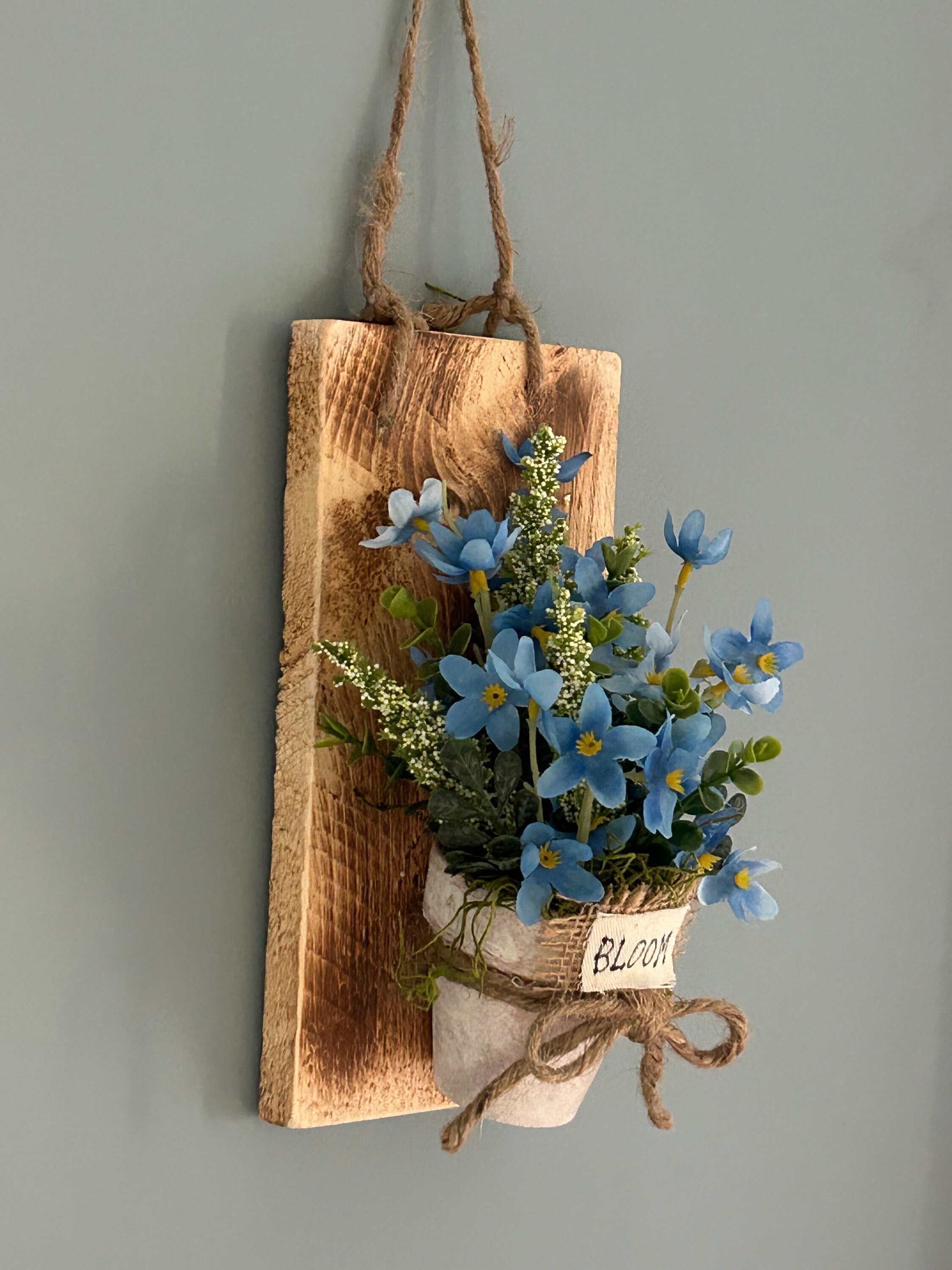 Rustic Flower Pot Wall Hanging Rustic Flower Decor Farmhouse Etsy