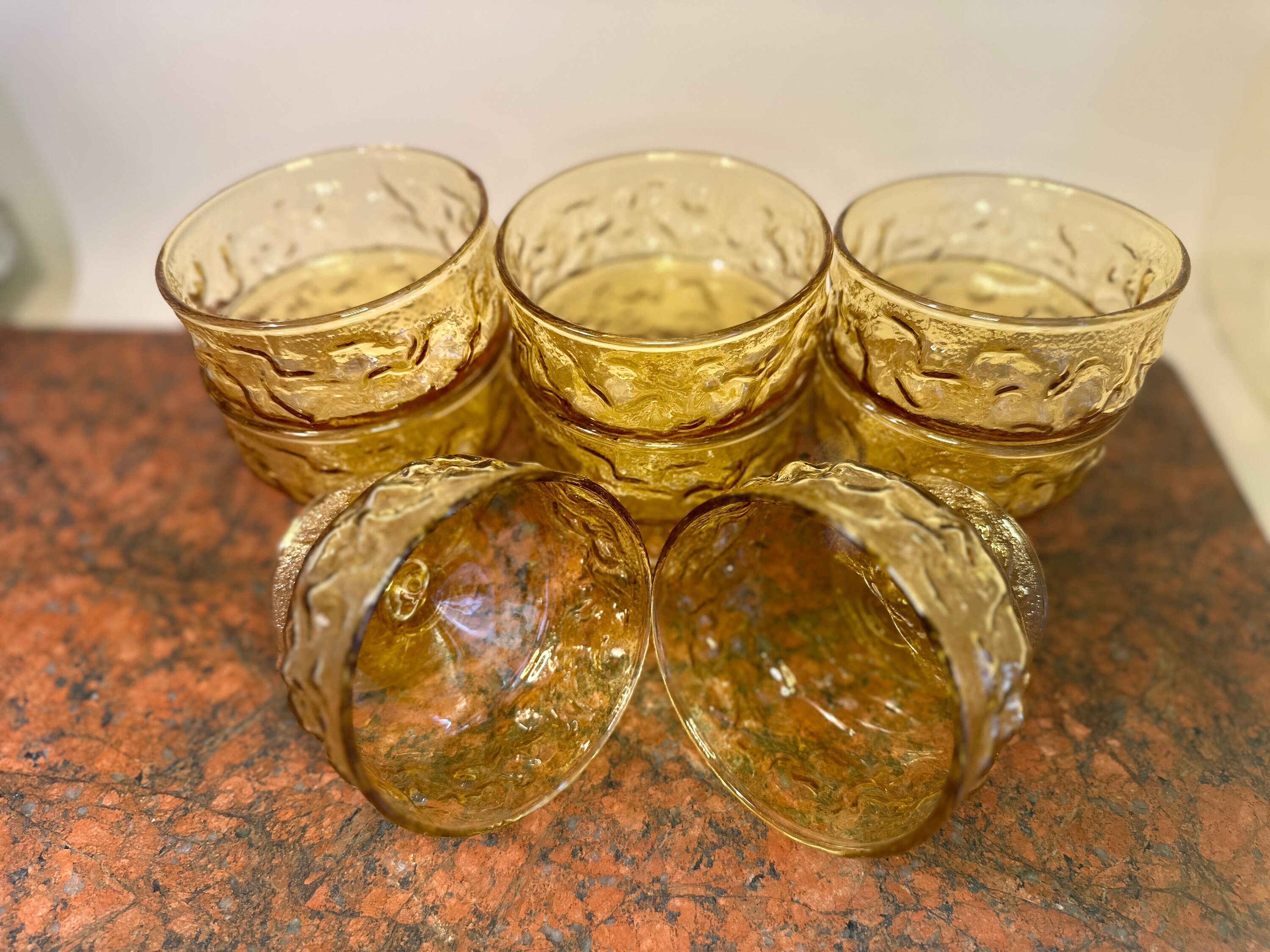 Vintage Anchor Hocking Honey Desert Gold amber Footed Dessert Dish Etsy