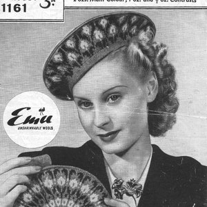 Vintage Bestway 1161 1940s Fair Isle Beret and Bag Knitting Pattern