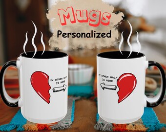 Bijpassende mokken Mijn wederhelft is hier Customed VALENTIJNMOK Eerste valentijnsdag 50 valentijnsjaar oma valentijnscadeau BF valentijnscadeau