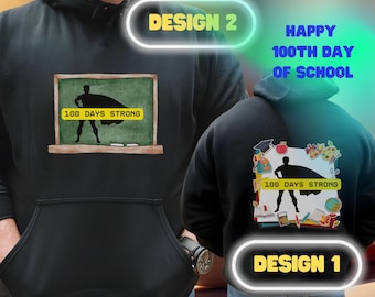 HAPPY 100 DAYS of SCHOOL 100 Days Strong School Milestone Teacher Kid Tee Teacher 100 days Pin Buttons Gift for School Super Hero School Tee