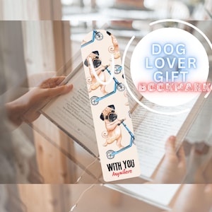 Bookmark Dog Riding Scooter, Funny Dog Lover Gift Book Lover Accessory, Animal Book Clip, Cute Pet Page Marker Pet Reminder Pet Adoption day
