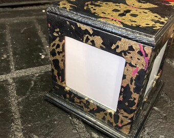 Handmade Wooden Rotating Photo cube with glass cover over the pictures