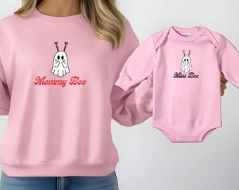 Mommy & Mini Valentines Matching Sweaters Mom and Me Sweaters Mom Daughter Sweatshirt Ghost Valentine Hoodie Baby Valentines day Vday Gift