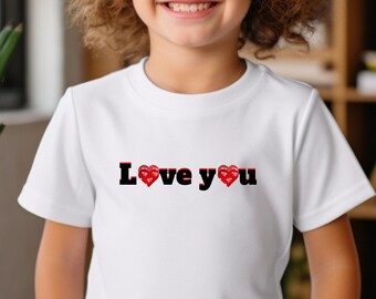 Love You Heart Infant Bodysuit, Kids Valentine's Day Outfit
