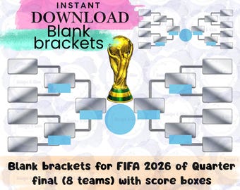 Afdrukbaar toernooibeugel, blanco beugel 8 16 32 team, invulbare pdf-beugel, enkele voetbalbeugelsjabloon