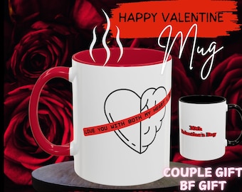 Cadeau minnaar Love YOU met hart en brein Bijpassende mokken voor koppels Cadeau voor vriend(in) echtgenoot (echtgenote) 30+ jaar samen op maat gemaakte mok cadeau minnaar