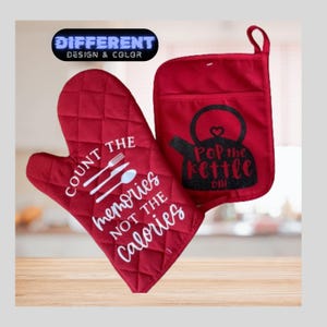 Set of Oven Mitt & Pot Holder with a pocket Gift Set kitchen Gift for Mom Grandma Wives for any occasion bright neon color chief cool gift