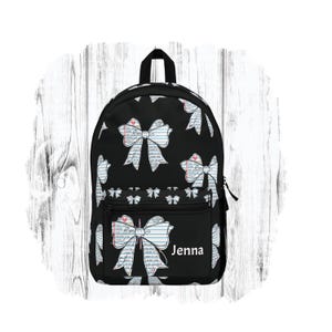 Personalized Teacher Backpack with Coquette Lined Paper Bow, Custom Name Gift for Teacher, Principal, New Educator, Mom teacher gift,