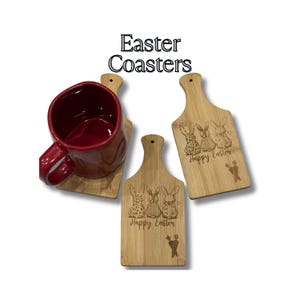 Rustic Easter Coaster, bunny Coasters, Spring Coaster, Easter Home Decoration, Table spring decor, EASTER COASTERS, Engraved wood coasters