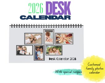Customized 2026 Monthly Desk Calendar | Custom monthly Photo Standing Flip Calendar | Planner 2026 | Monday Start | Landscape calendar 10x5"