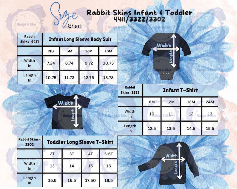 Bundle Size Chart Rabbit Skins Toddler Infant Shirts 3322, 3302, 4411 ...