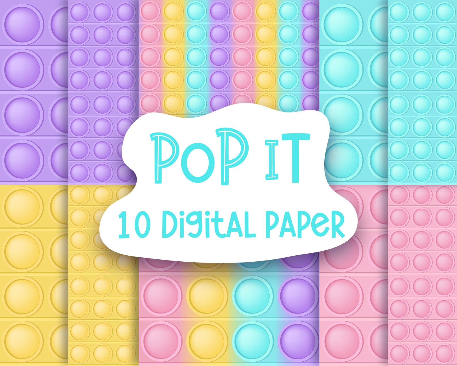 Pastel Pop It Digital Paper Set Popit Birthday Pop It Etsy