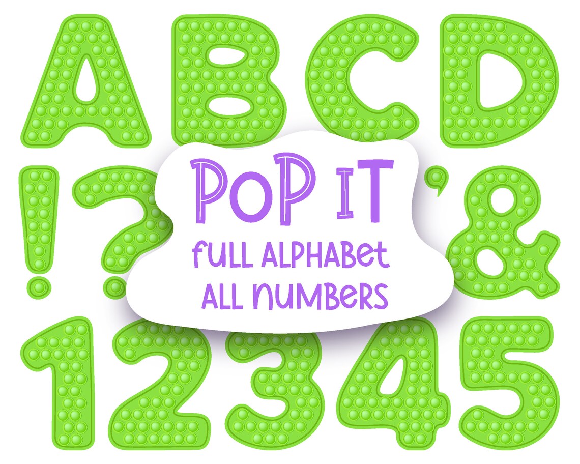 Green Pop It Letters and Numbers PNG Pop It Alphabet Letter Etsy