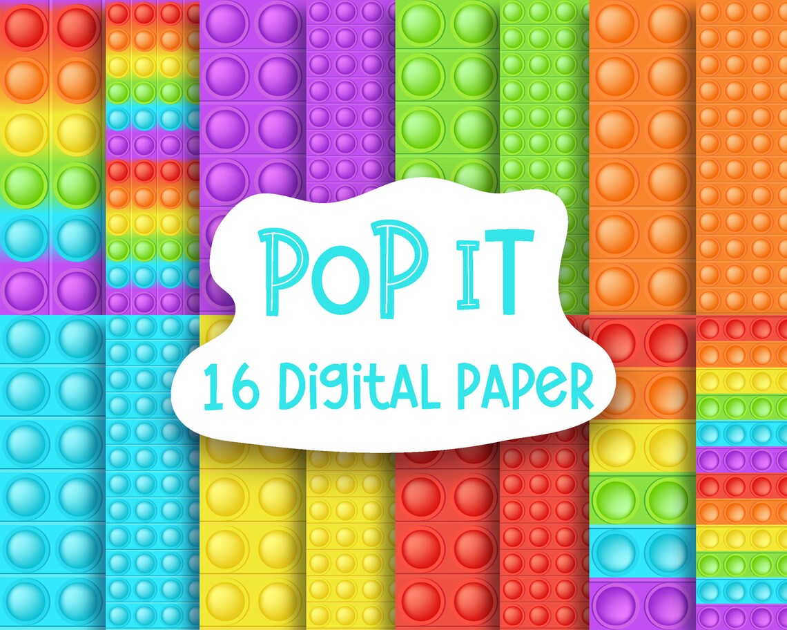 Popit Rainbow Digital Paper Pop It Birthday Pop It Digital Etsy Canada