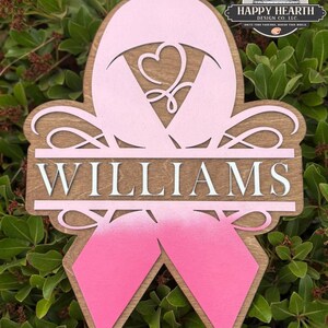Custom Cancer Awareness Sign|Breast Cancer Awareness|Personalized Pink Ribbon Sign|Cancer Survivor Gift|Cancer Support Gift|Cancer Ribbon