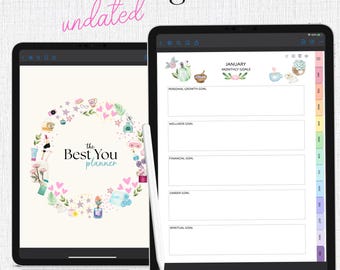 All-in-One Digital Planner 2026, Undated Hyperlinked Daily, Weekly, Monthly Planner,  Digital Journal, & Habit Tracker, Goodnotes Notability