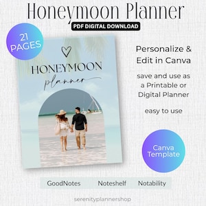 Editable Honeymoon Planner | Canva Template for Couples | Wedding Planning Printable | Digital Travel Organizer for Newlyweds