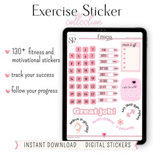 Digital Health & Fitness Stickers Digital Planner Stickers Workout ...