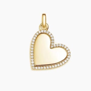 Solid Gold Heart Pendant 14k Gold Diamond Gold Pendant Diamond Heart Charm Gift for Her 10k Gold 14k Gold Heart 14kt Pendant Gift for Mom