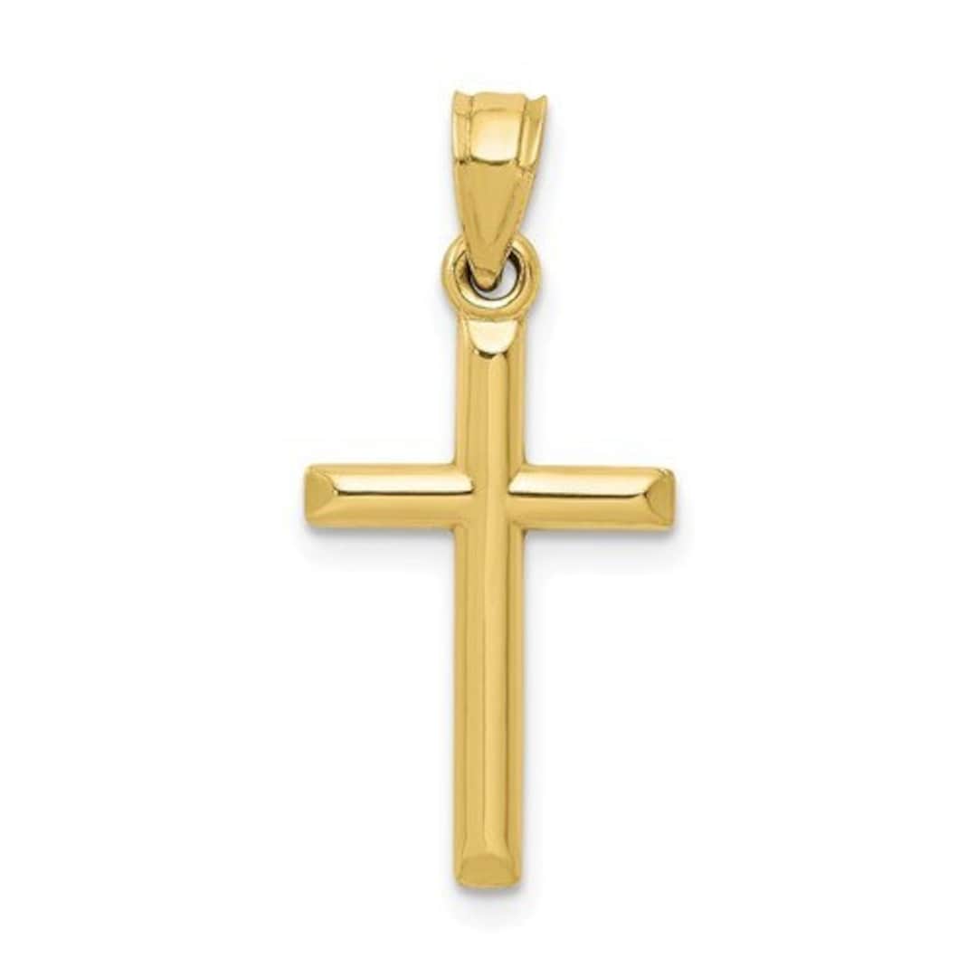 Solid Gold Cross Pendant 14k Gold Cross Pendant Gold Cross Etsy