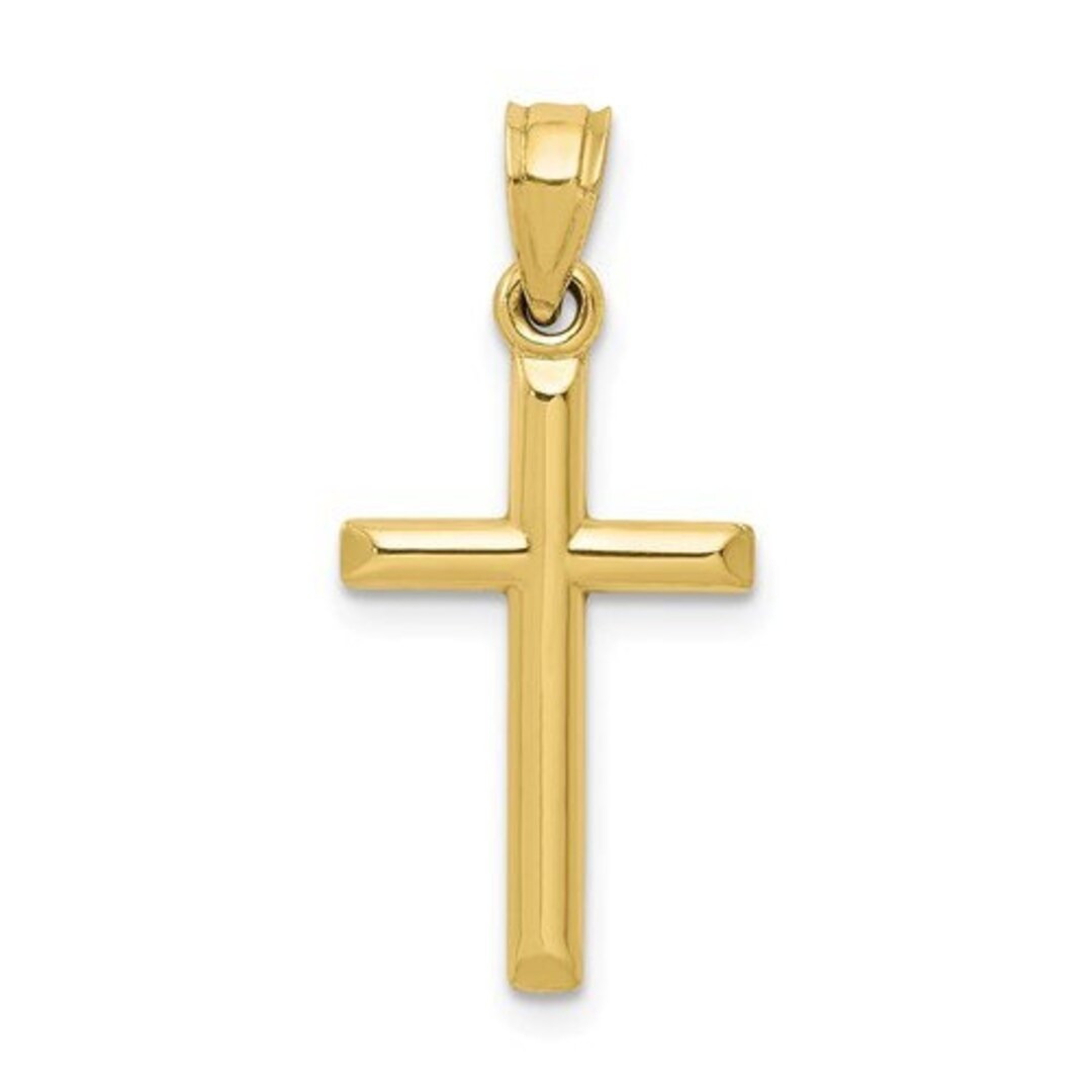 Golden Fire Solid Gold Cross Pendant – 10k Or 14k Yellow Gold, Large, No Stone