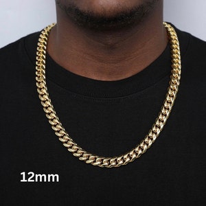 Mens Cuban Link Chain, 14mm Gold Link Chain, 24k Gold Chain