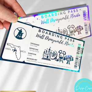 Personalisierte Überraschung Disney Reise Bordkarte, Disneyworld Ticket, Disneyland Ticket, Überraschungsurlaub, benutzerdefinierte Gutschein