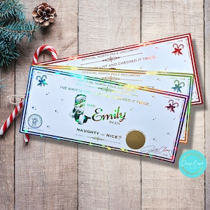 Carte à gratter de la belle liste du Père Noël, belle liste du Père Noël, carte à gratter personnalisée, remplissage de boîte de réveillon de Noël, surprise pour les enfants
