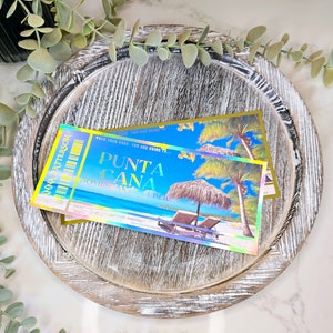 Überraschungs-Strandurlaub, personalisierte Zieloffenbarung, Folien-Geschenkgutschein, Bordkarte, Überraschungswochenende, spezielles Reisegeschenk