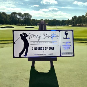 Personalisierte Golf Ticket Gutschein, Folien Geschenkgutschein, Geburtstag Überraschung Geschenk, Benutzerdefinierte Geburtstag, Vatertagskarte, Weihnacht Geschenk