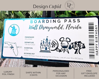 Disney Trip Boarding Pass, Personalised Surprise Vacation Ticket, Surprise Disney Trip Reveal, Florida Disney World Ticket, Voucher