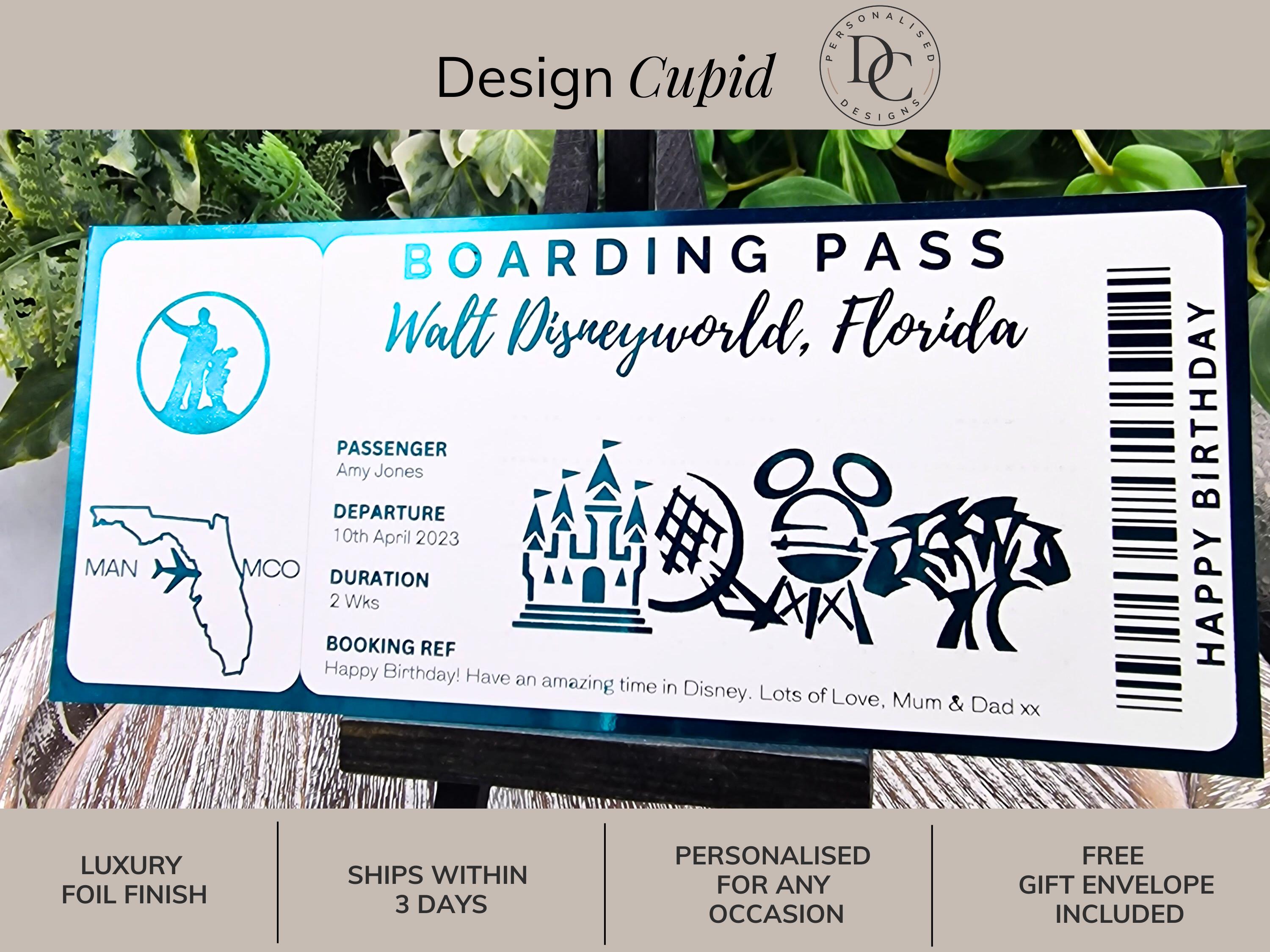 Disney World Foil Boarding Pass, Surprise Holiday Reveal