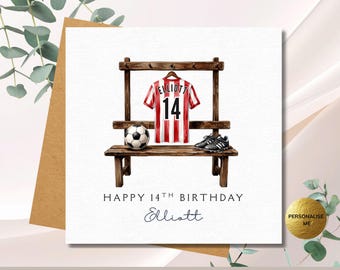 Custom Football Shirt Birthday Card for Him - Personalised Locker Room Kit Design, Son Brother Nephew