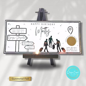 Carte à gratter Staycation, carte d'embarquement pour anniversaire surprise, billet week-end, annonce de voyage, cadeau surprise d'anniversaire, anniversaire
