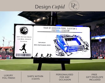 Personalised Foiled Stadium Tour Ticket | Football Gift for Him/Kids | Unique Birthday Voucher Keepsake