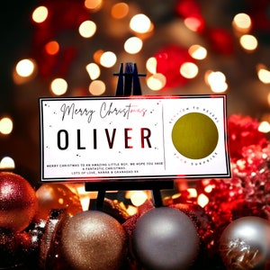 Carte à gratter de Noël personnalisée, chèque-cadeau, carte à gratter joyeux Noël, carte à gratter en aluminium, cadeau de Noël, à gratter et à révéler