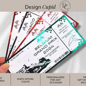 Foiled Grand Prix Race Ticket Invitation | Personalised Car Race Gift Voucher