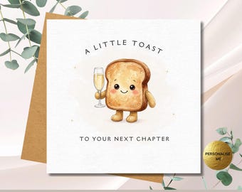 A Little Toast To Your New Adventure Card, Cute Leaving Card For Colleague Work Bestie, New Job Card, Personalised Good Luck