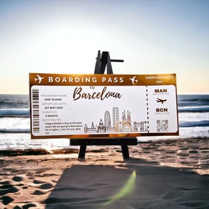 Überraschungsbordkarte, Überraschungsurlaub, Folienticket, Goldenes Ticket, Reiseenthüllung, Überraschungswochenende, personalisiertes Ticket, jedes Ziel