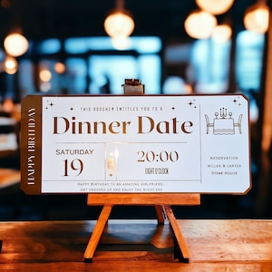 Foil Dinner Date Ticket, perfekt für den Valentinstag oder jeden romantischen Anlass