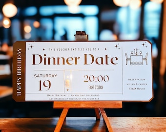 Foil Dinner Date Ticket , Perfect for Valentine's Day or Any Romantic Occasion