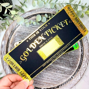 Billet feuille doré, bon de réduction personnalisé, bon de Noël, vacances surprise, cadeau personnalisé, anniversaire, véritable feuille d'aluminium