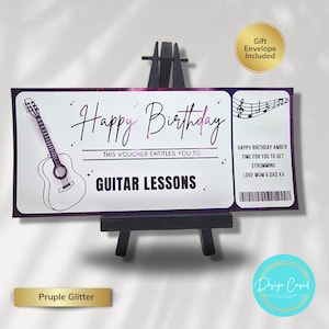 Personalisierter Gitarrenunterricht Gutschein, Geschenkgutschein Gitarre, Golden Ticket, Foliengutschein, Geburtstagsüberraschung, Geschenkgutschein Weihnachten