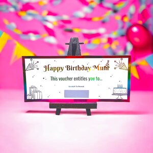 Carte à gratter d'anniversaire pour maman, cadeau surprise, bon d'achat en aluminium personnalisé, surprise d'anniversaire pour papa, idée cadeau, carte de fête