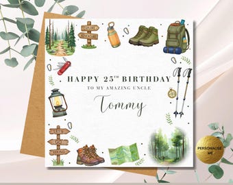 Custom Hiker Birthday Card | Personalised Walking & Mountain Camping Card for Men