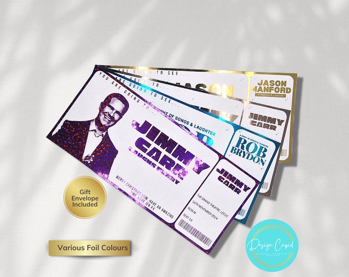 Personalised Comedy Show Ticket, Surprise Gig, Comedian Voucher, Birthday Gift Ticket, Event Ticket, Theatre Ticket, Foil Voucher