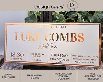 Personalised Foil Concert Ticket Keepsake: Custom Music Event Gift