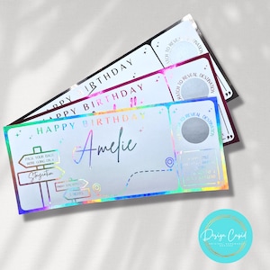 Billet de voyage personnalisé en cadeau, bon séjour, cadeau à gratter pour les fêtes, fête des fêtes, voyage surprise