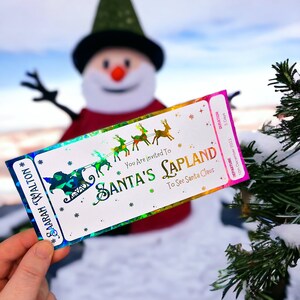 Personalised Lapland Ticket, Santa Claus Invite, Father Christmas Invite, Foil Ticket, Christmas Gift, Gift Experience Ticket